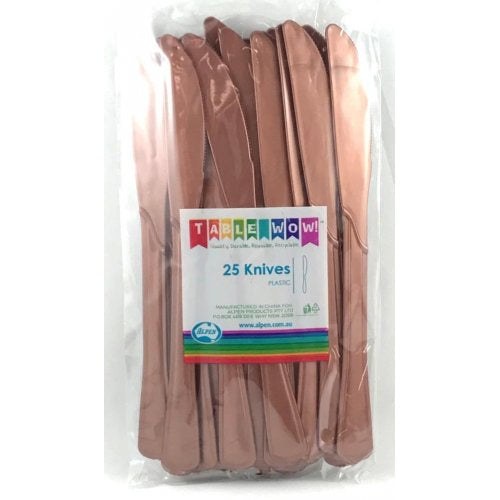 Plastic Knife Rose Gold Pack of 20