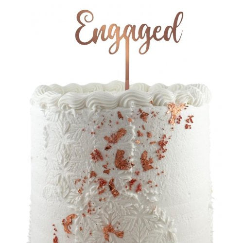 Cake Topper Acrylic 2mm Engaged Rose Gold P1