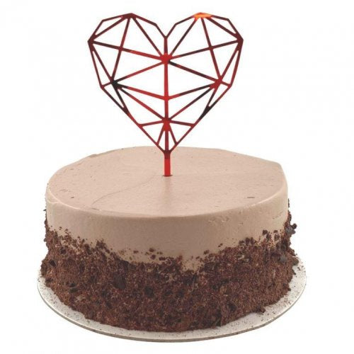 Cake Topper Acrylic 2mm Hex. Heart Red P1