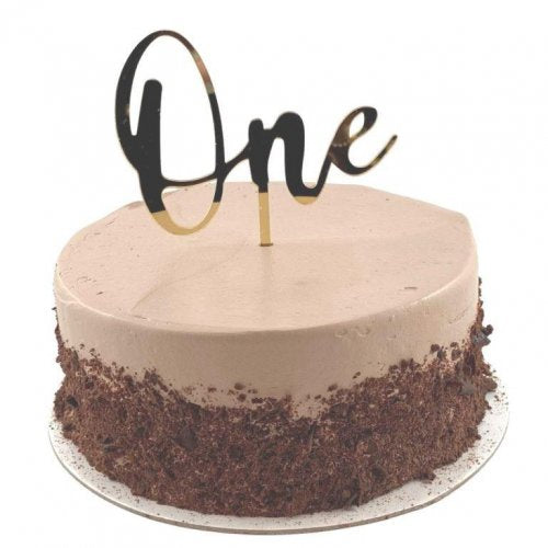 Cake Topper Acrylic 2mm One Gold P1