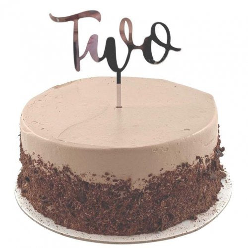 Cake Topper Acrylic 2mm Two Silver P1