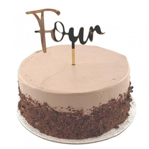 Cake Topper Acrylic 2mm Four Gold P1