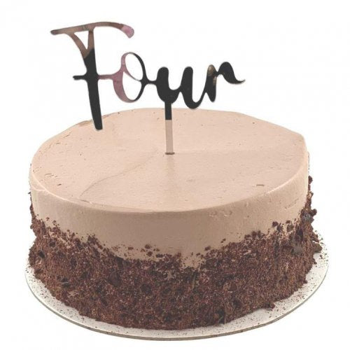 Cake Topper Acrylic 2mm Four Silver P1