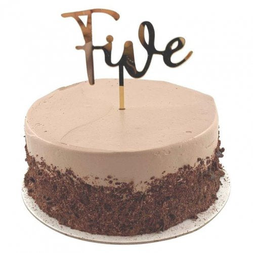 Cake Topper Acrylic 2mm Five Gold P1