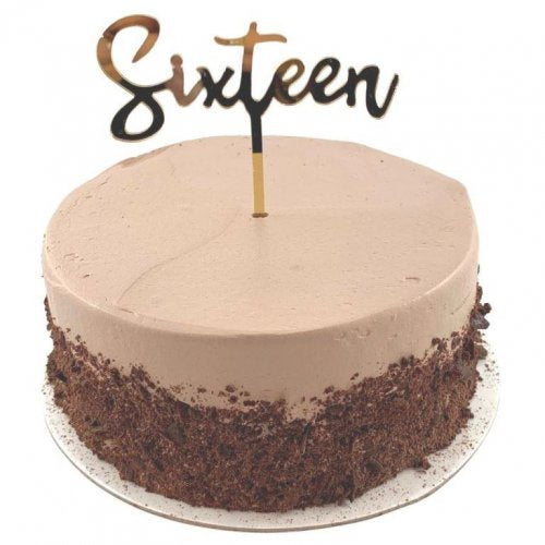 Cake Topper Acrylic 2mm Sixteen Gold P1