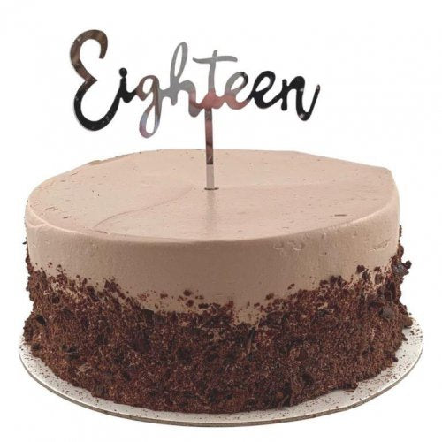 Cake Topper Acrylic 2mm Eighteen Silver P1