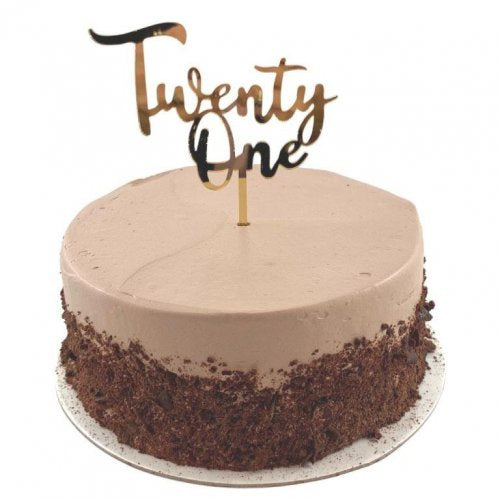 Cake Topper Acrylic 2mm Twenty One Gold P1