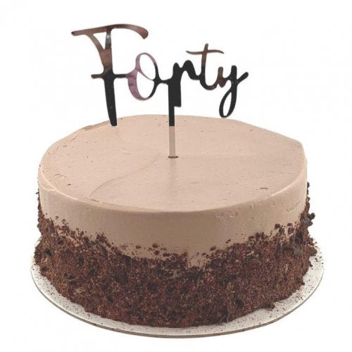 Cake Topper Acrylic 2mm Forty Silver P1