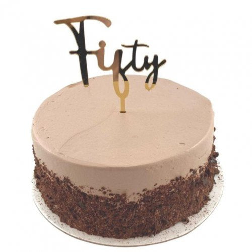 Cake Topper Acrylic 2mm Fifty Gold P1