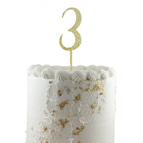 Cake Topper Acrylic Glitter 2.5mm Gold #3 P1