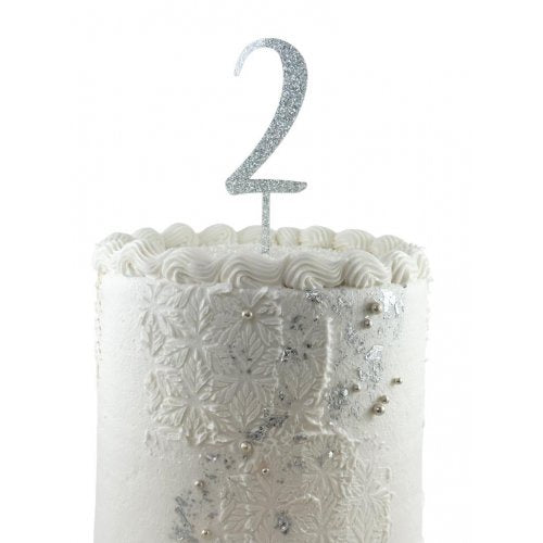 Cake Topper Acrylic Glitter 2.5mm Silver #2 P1