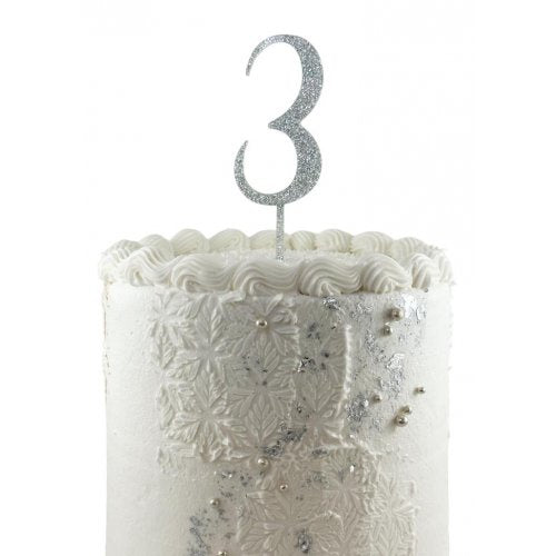 Cake Topper Acrylic Glitter 2.5mm Silver #3 P1