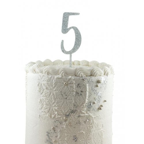 Cake Topper Acrylic Glitter 2.5mm Silver #5 P1