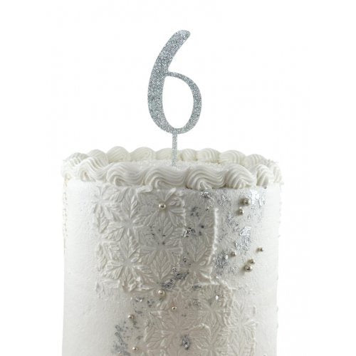Cake Topper Acrylic Glitter 2.5mm Silver #6 P1