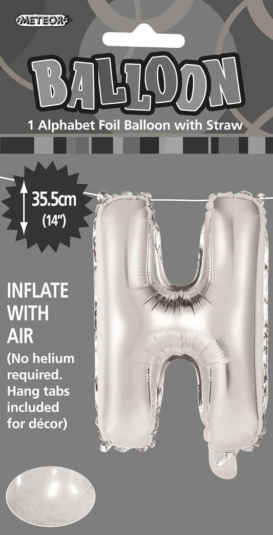 Silver "H" Alphabet Foil Balloon 35cm (14")