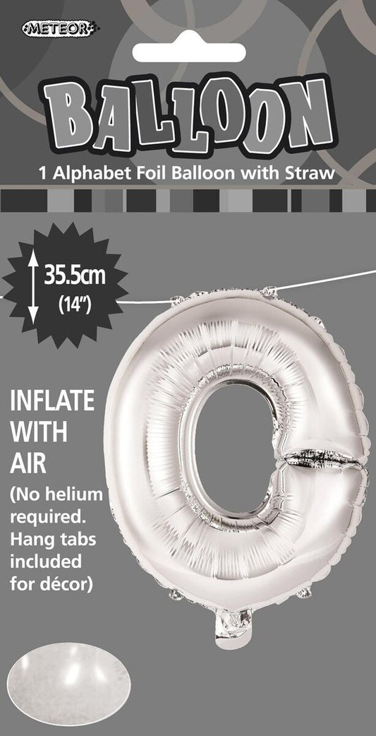 Silver "O" Alphabet Foil Balloon 35cm (14")