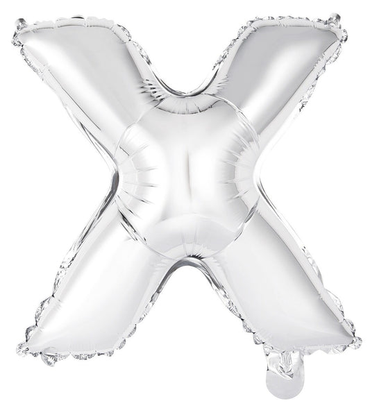 Silver " x " Alphabet Foil Balloon 35cm (14")