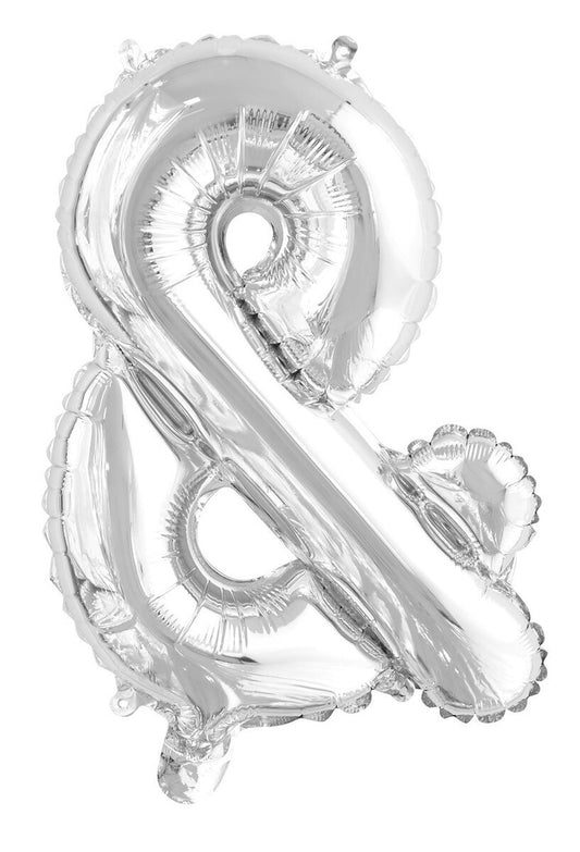 Silver "&" Alphabet Foil Balloon 35cm (14")