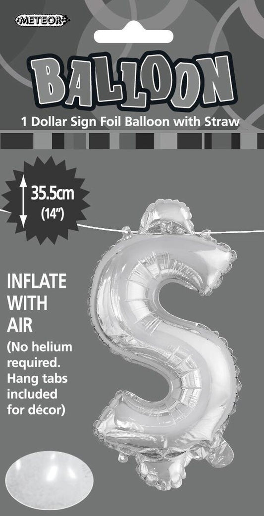 DOLLAR SIGN FOIL 14"PKG-SLVR $