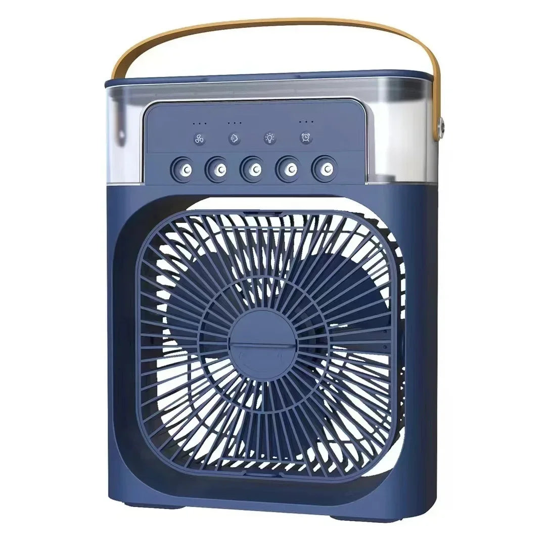 Cooling fan 3-in-1 portable desktop humidifier USB mini air conditioner night light mist suitable for home and office use
