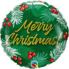 Christmas Greens And Berries Foil Balloon 18"(45cm)