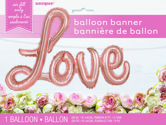 Script Foil Balloon 36'' Love Rose Gold