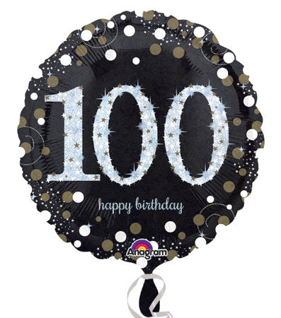Holographic Sparkling Age 100 Birthday 18"(45cm) Foil Balloon