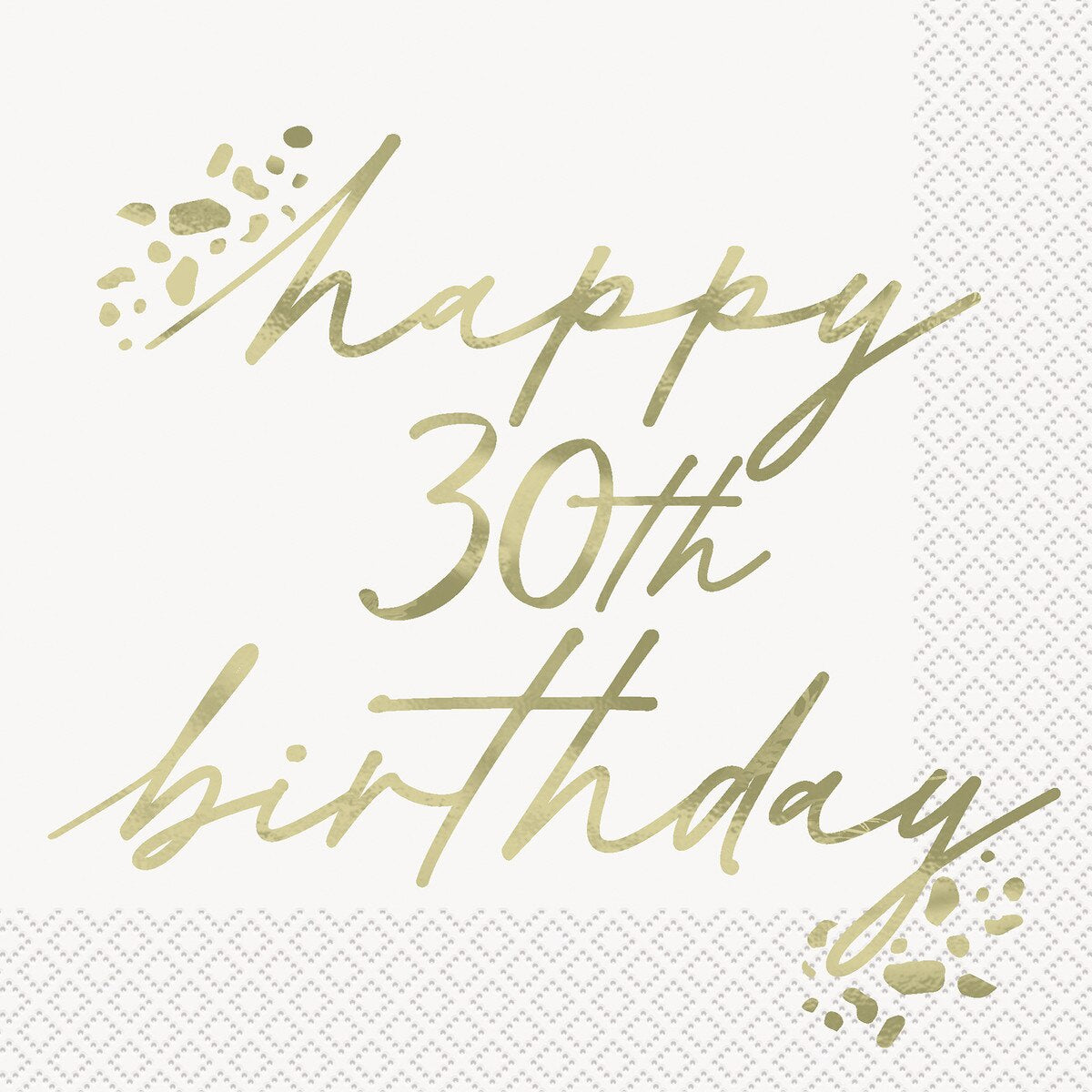 Gold Happy 30th Birthday Foil Stamped Luncheon Napkins 33cm 16 Pack