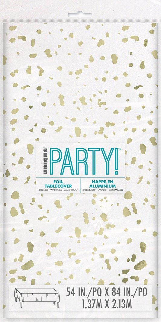 Gold Foil Happy Birthday Plastic Tablecover Rectangle 137cm x 213cm
