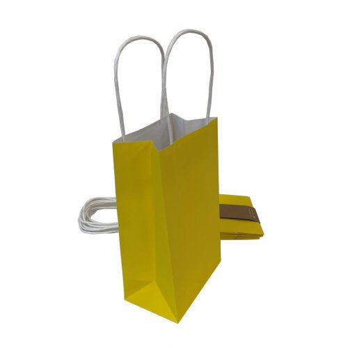 Party Bag Paper 215x130x80mm Yellow Pack 5