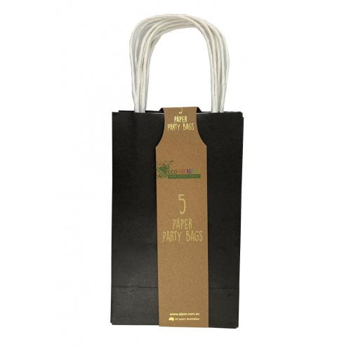 Party Bag Paper 215x130x80mm Black Pack 5