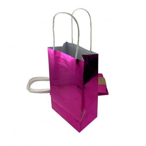 Party Bag Paper 215x130x80mm Metallic Pink Pack 5