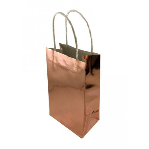 Party Bag Paper 215x130x80mm Metallic Rose Gold Pack 5