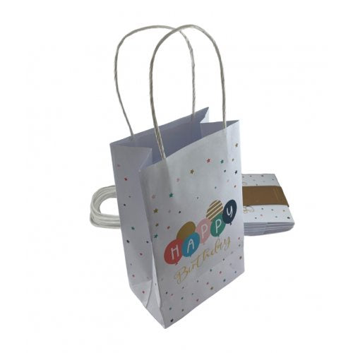 Party Bag Paper 215x130x80mm Happy Bday Balloons Pack 5