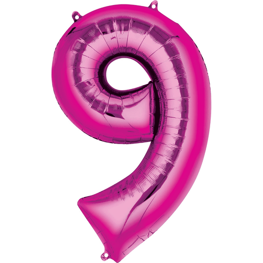 LARGE FOIL NUMBER BALLOON 34"(86CM) HOT PINK 9