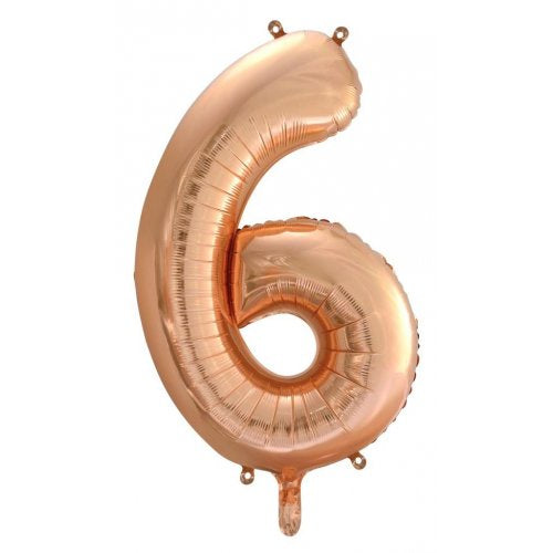 Large Foil Number Balloon 34"(86cm) Rose Gold 6