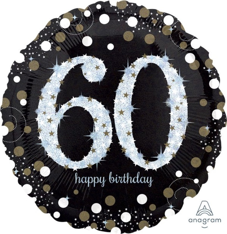 Jumbo Shape Foil Supershape Balloon Holographic Sparkling Birthday 60th
