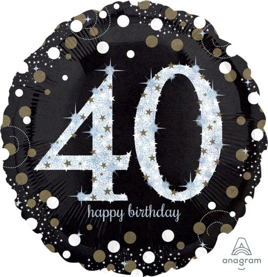 Jumbo Shape Foil Supershape Balloon Holographic Sparkling Birthday 40th