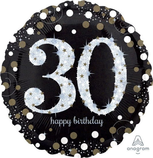 Jumbo Shape Foil Supershape Balloon Holographic Sparkling Birthday 30th