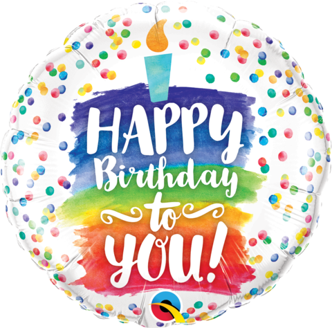 Happy Birthday To You Rainbow Cake Round Foil Balloon 18"