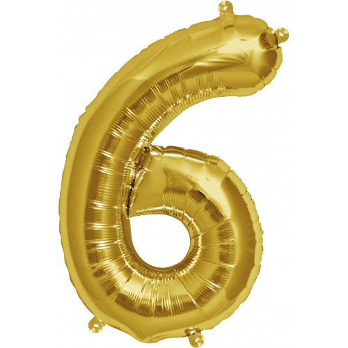 Foil Number Balloon 16"(40cm) Air Filled Only Gold 6