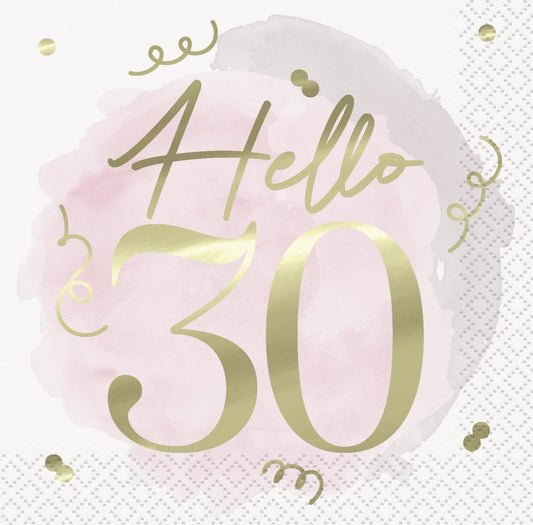 Blush Hello 30 Foil Stamped Luncheon Napkins 33cm 16 Pack