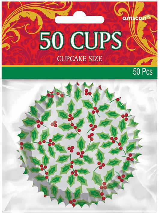 HOLLY CUPCAKE CASES PACK OF 50