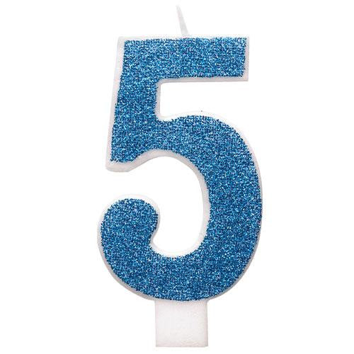 NUMERAL CANDLE 5 - BLUE