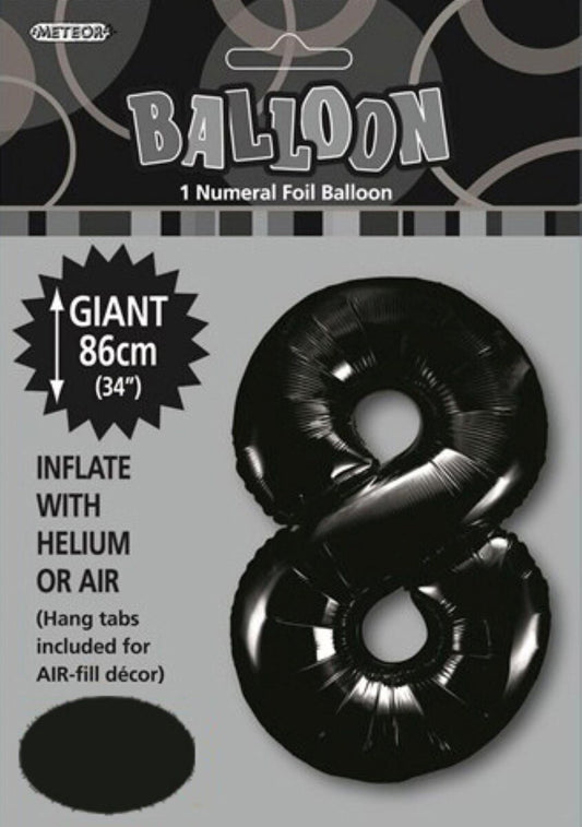 Large Foil Number Balloon 34"(86cm) Black 8