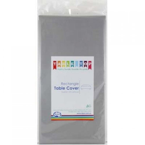 RECTANGLE PLASTIC TABLECOVER SILVER