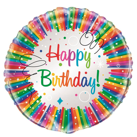 Rainbow Ribbons "Happy Birthday" 45cm (18") Foil Balloon