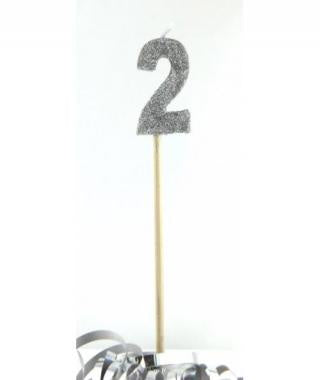 Silver Glitter Long Stick Candle #2