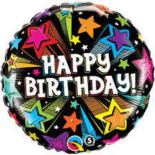 Bday Colourful Shooting Stars Foil Balloon 18''