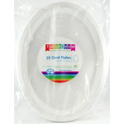 Oval Plates White Pack Of 25